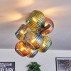 Koyoto ceiling light, globe light blue, green, coppery, 8-light sources