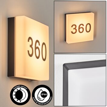 Sneslev outdoor wall light, House-Number Light, wall light black, 1-light source, Motion sensor