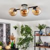 Gastor ceiling light, globe light Amber, 4-light sources