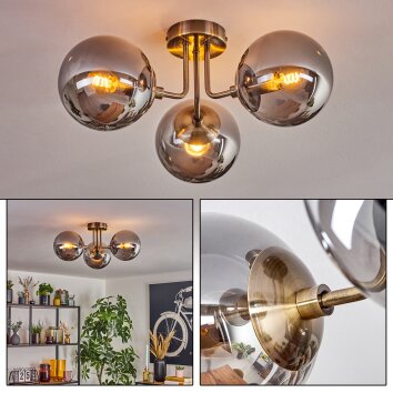 Cabalonga ceiling light, globe light brass, 3-light sources