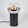 Koyoto globe light, desk lamp, table lamp chrome, clear, Smoke-coloured, 1-light source