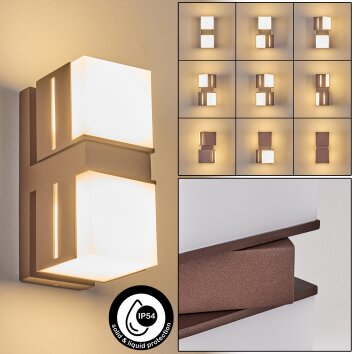 Swanek outdoor wall light, wall light LED rust-coloured, 2-light sources