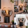 Koyoto globe light, desk lamp, table lamp chrome, clear, Smoke-coloured, 1-light source