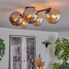 Gastor ceiling light, globe light Amber, chrome, Smoke-coloured, 5-light sources