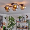 Gastor ceiling light, globe light Amber, chrome, Smoke-coloured, 5-light sources