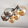 Gastor ceiling light, globe light Amber, chrome, Smoke-coloured, 5-light sources