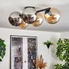 Gastor ceiling light, globe light Amber, chrome, Smoke-coloured, 5-light sources