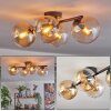 Gastor ceiling light, globe light Amber, clear, 4-light sources