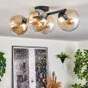 Gastor ceiling light, globe light Amber, clear, 4-light sources