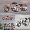 Gastor ceiling light, globe light chrome, Smoke-coloured, 4-light sources