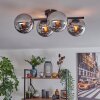 Gastor ceiling light, globe light chrome, Smoke-coloured, 4-light sources