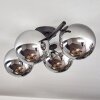 Gastor ceiling light, globe light chrome, Smoke-coloured, 4-light sources