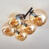 Gastor ceiling light, globe light Amber, 5-light sources