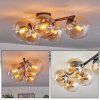 Gastor ceiling light, globe light Amber, clear, 5-light sources