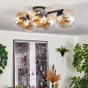 Gastor ceiling light, globe light Amber, clear, 5-light sources