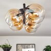 Gastor ceiling light, globe light Amber, clear, 5-light sources