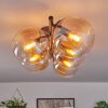 Gastor ceiling light, globe light Amber, clear, 5-light sources