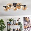 Gastor ceiling light, globe light Amber, clear, 5-light sources