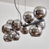 Gastor hanging light, globe light, pendant light chrome, Smoke-coloured, 10-light sources