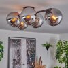 Gastor ceiling light, globe light chrome, Smoke-coloured, 5-light sources