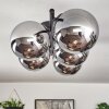 Gastor ceiling light, globe light chrome, Smoke-coloured, 5-light sources