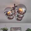 Gastor ceiling light, globe light chrome, Smoke-coloured, 5-light sources