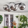 Gastor ceiling light, globe light chrome, Smoke-coloured, 5-light sources