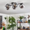 Gastor ceiling light, globe light chrome, clear, Smoke-coloured, 5-light sources