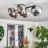 Gastor ceiling light, globe light chrome, clear, Smoke-coloured, 5-light sources