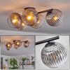 Gastor ceiling light, globe light clear, Smoke-coloured, 5-light sources