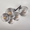 Gastor ceiling light, globe light clear, Smoke-coloured, 5-light sources