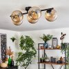 Gastor ceiling light, globe light Amber, 5-light sources