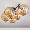 Gastor ceiling light, globe light Amber, 5-light sources