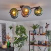 Koyoto ceiling light, globe light blue, green, coppery, 5-light sources