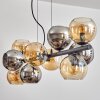 Gastor hanging light, globe light, pendant light Amber, chrome, Smoke-coloured, 10-light sources