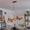 Gastor hanging light, globe light, pendant light Amber, chrome, Smoke-coloured, 10-light sources