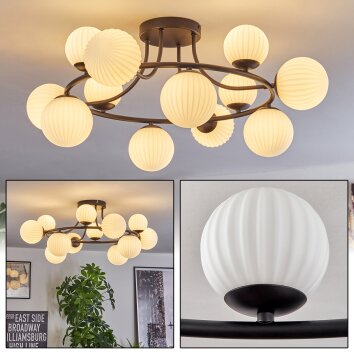 Chehalis ceiling light, globe light 76 cm white, 12-light sources