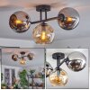 Koyoto ceiling light, globe light Amber, chrome, Smoke-coloured, 3-light sources