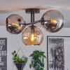 Koyoto ceiling light, globe light Amber, chrome, Smoke-coloured, 3-light sources