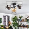 Koyoto ceiling light, globe light Amber, chrome, Smoke-coloured, 3-light sources