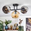 Koyoto ceiling light, globe light Amber, chrome, Smoke-coloured, 3-light sources