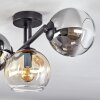 Koyoto ceiling light, globe light Amber, chrome, Smoke-coloured, 3-light sources