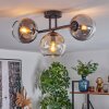 Koyoto ceiling light, globe light Amber, chrome, Smoke-coloured, 3-light sources