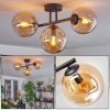 Gastor ceiling light, globe light Amber, 3-light sources