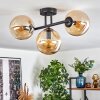 Gastor ceiling light, globe light Amber, 3-light sources