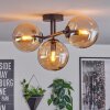 Gastor ceiling light, globe light Amber, 3-light sources