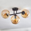 Gastor ceiling light, globe light Amber, 3-light sources