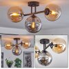 Gastor ceiling light, globe light Amber, Smoke-coloured, 3-light sources