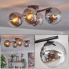 Gastor ceiling light, globe light chrome, clear, Smoke-coloured, 4-light sources