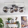 Gastor ceiling light, globe light chrome, clear, Smoke-coloured, 4-light sources